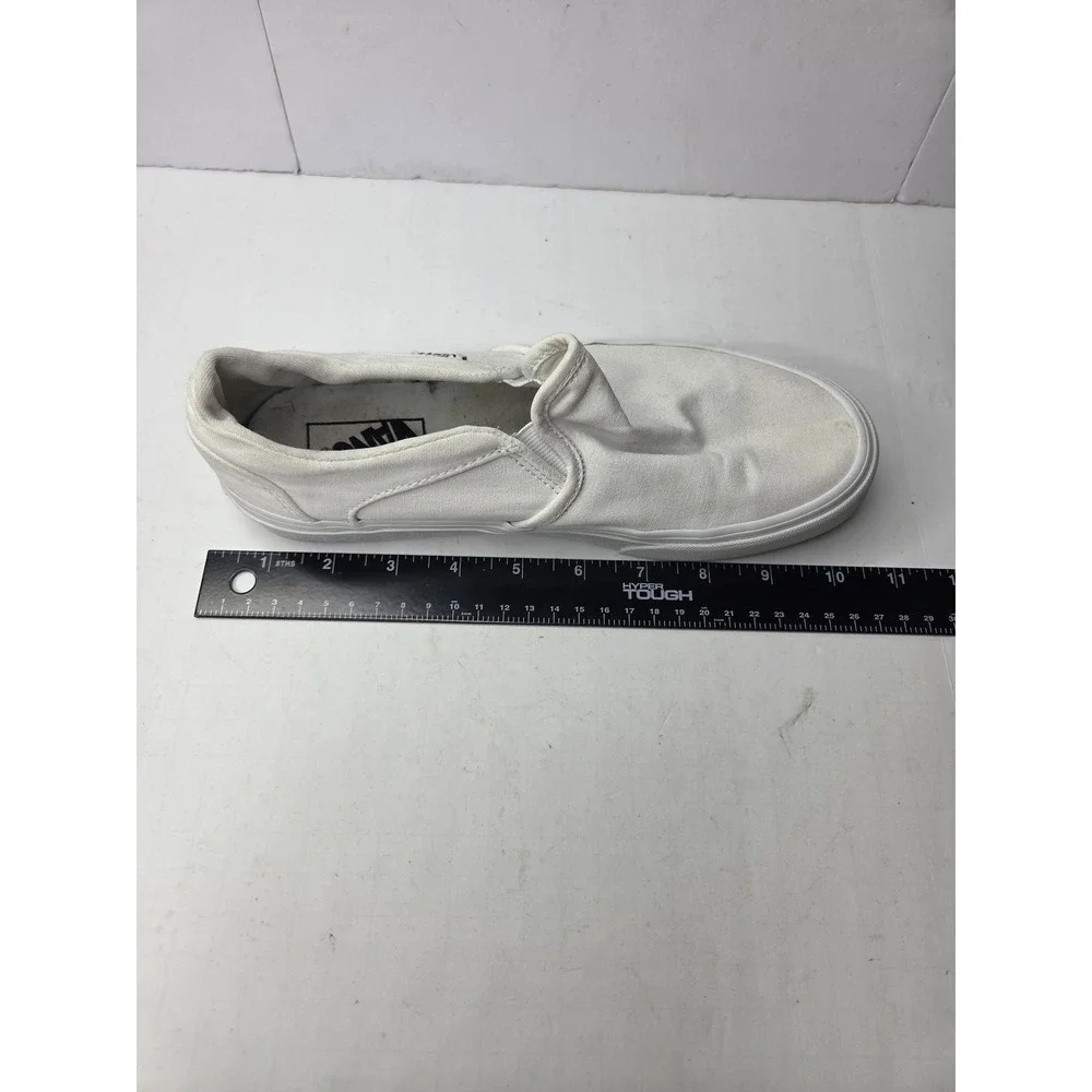Vans Classic‎ Slip-On White Canvas Low Top Skate Shoes Mens 7.5 Womens 9